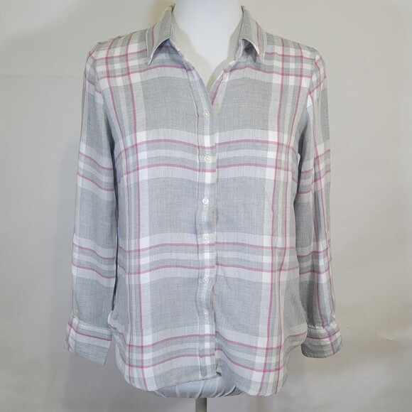 Banana Republic Dillon Classic Fit Flannel long sleeve gray pink shirt size XSP - Picture 1 of 8